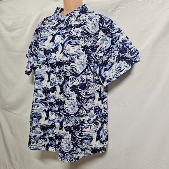 Wildfang The Essential Top Button Up Shirt Women Size 1X Swirl Navy - Picture 5 of 14